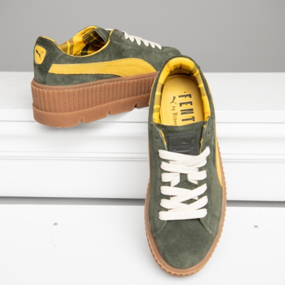 Puma x Rihanna Fenty NEW! Creeper Platform Shoes Lace-Up Green Suede Leather Sz9 - Picture 8 of 8